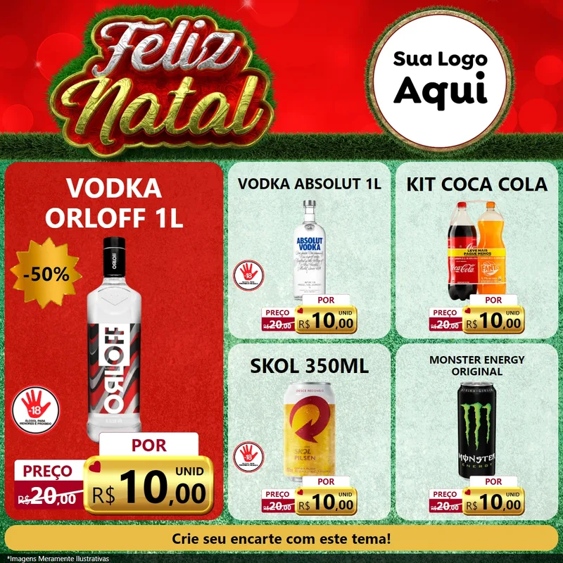 Modelo de Rede Social para Feed Facebook com o tema Feliz Natal para Distribuidora de bebidas