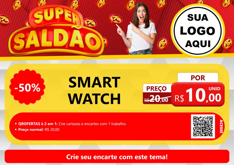 Modelo de Cartaz para Cartaz A4 Horizontal com o tema Super Saldão para Informática