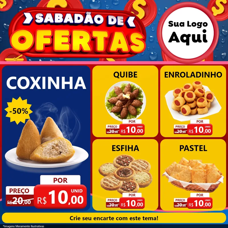 Modelo de Rede Social para Feed Facebook com o tema Sabadão de Ofertas para Salgadaria