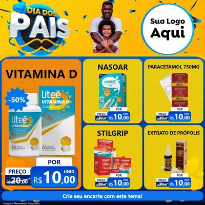 Modelo de Rede Social para Feed Facebook com o tema Dia dos Pais para Farmácia
