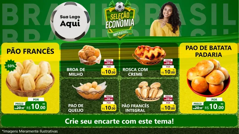 Modelo de TV para TV Horizontal com o tema Seleção de Economia - Copa para Padaria
