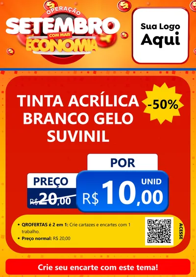 Modelo de Cartaz para Cartaz A4 Vertical com o tema Operação Setembro Com Muita Economia para Tintas e Ferramentas