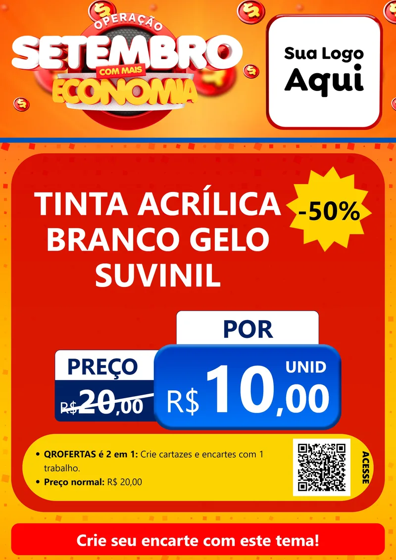 Modelo de Cartaz para Cartaz A4 Vertical com o tema Operação Setembro Com Muita Economia para Tintas e Ferramentas
