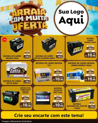 Modelo de Rede Social para Feed Instagram com o tema Ofertas de São João - Junina para Baterias Elétricas