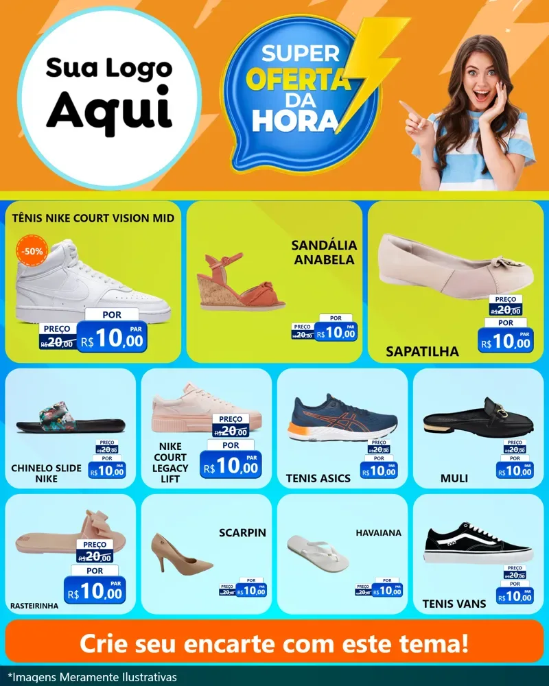 Modelo de Rede Social para Feed Instagram com o tema Super Oferta da Hora para Calçados