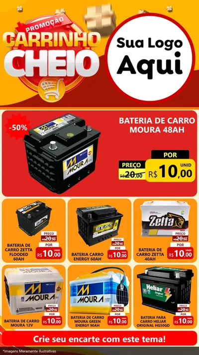 Modelo de Rede Social para Stories com o tema Promoção carrinho cheio para Baterias Elétricas