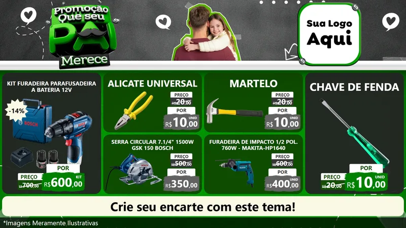 Modelo de TV para TV Horizontal com o tema Promoção Que seu Pai Merece para Maquinas e Ferramentas