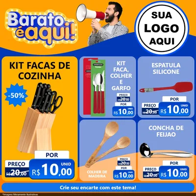 Modelo de Rede Social para Feed Facebook com o tema Barato é aqui para Utilidades Domésticas