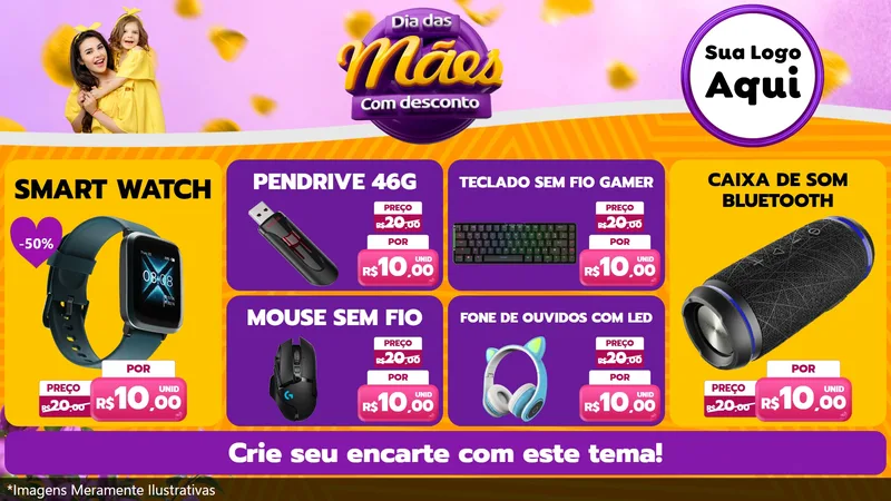 Modelo de TV para TV Horizontal com o tema Dia das Mães com Desconto para Informática