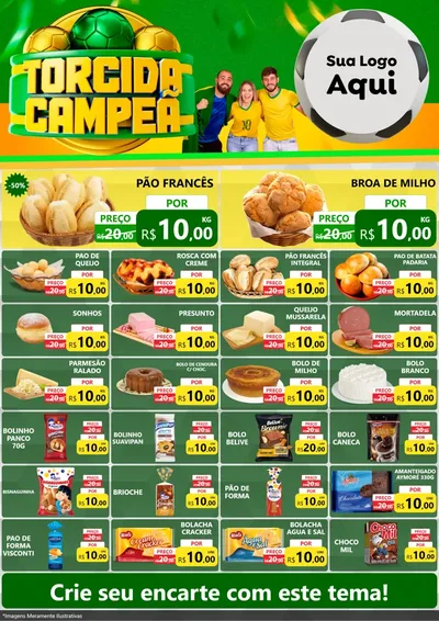 Modelo de Encarte para Encarte A4 Vertical com o tema Torcida Campeã - Copa para Padaria