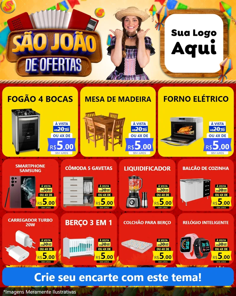 Modelo de Rede Social para Feed Instagram com o tema São João de Ofertas para Móveis e Eletro