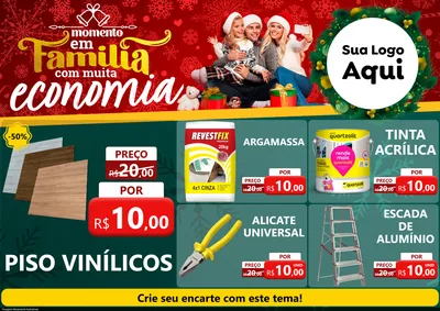 Modelo de Encarte para Encarte A4 Horizontal com o tema Momento em Família (Natal) para Material para Construção