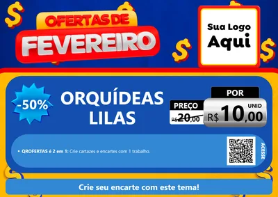 Modelo de Cartaz para Cartaz A4 Horizontal com o tema Ofertas de Fevereiro para Floricultura e jardim