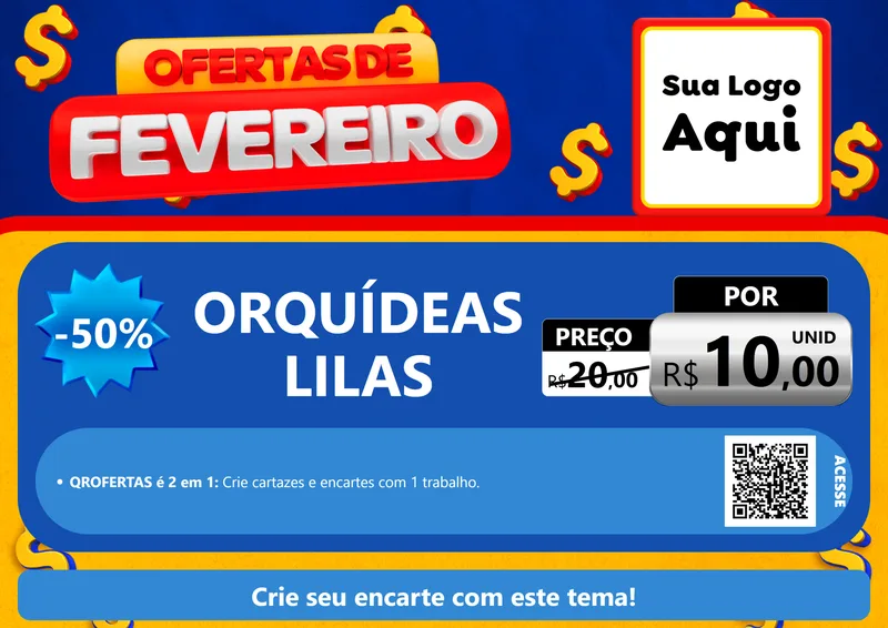 Modelo de Cartaz para Cartaz A4 Horizontal com o tema Ofertas de Fevereiro para Floricultura e jardim