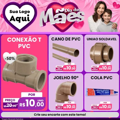 Modelo de Rede Social para Feed Facebook com o tema Dia das Mães para Tubos e conexões