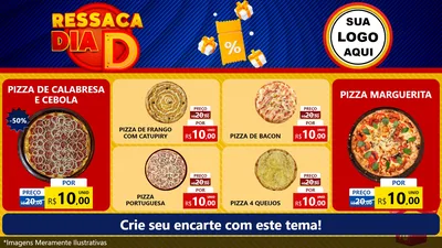 Modelo de TV para TV Horizontal com o tema Ressaca Dia D para Pizzaria