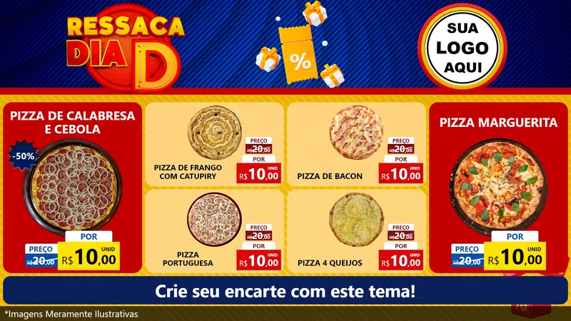 Modelo de TV para TV Horizontal com o tema Ressaca Dia D para Pizzaria