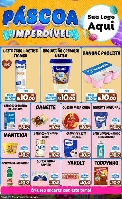 Modelo de Encarte para Encarte Grande com o tema Páscoa Imperdível para Frios e Laticínios