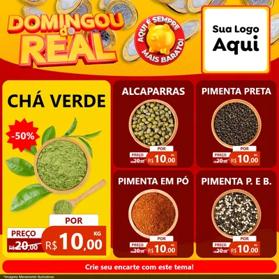 Modelo de Rede Social para Feed Facebook com o tema Domingou do Real para Produtos Naturais