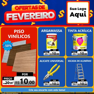 Modelo de Rede Social para Feed Facebook com o tema Ofertas de Fevereiro para Material para Construção