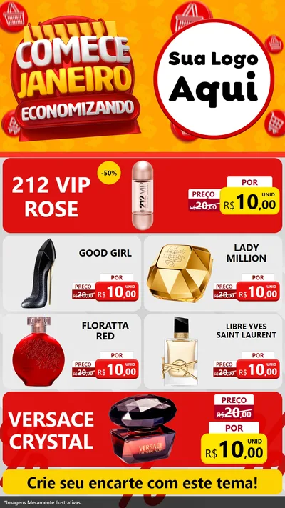 Modelo de TV para TV Vertical com o tema Comece Janeiro Economizando para Perfumes