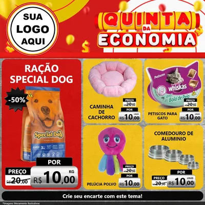 Modelo de Rede Social para Feed Facebook com o tema Quinta da Economia para Pet Shop