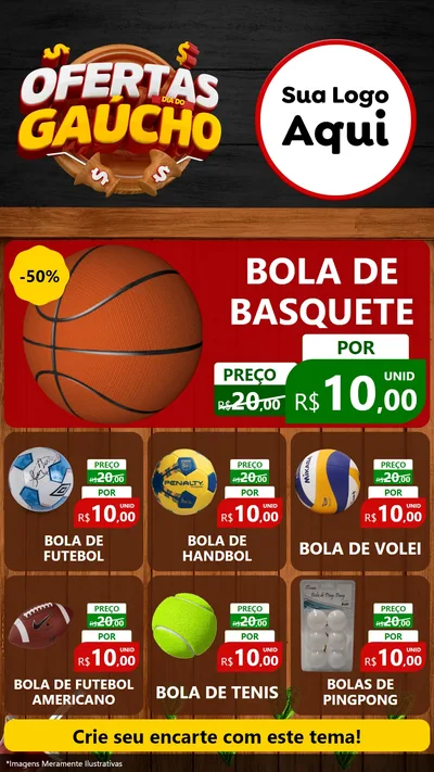 Modelo de Rede Social para Stories com o tema Ofertas Dia do Gaúcho para Artigos Esportivos
