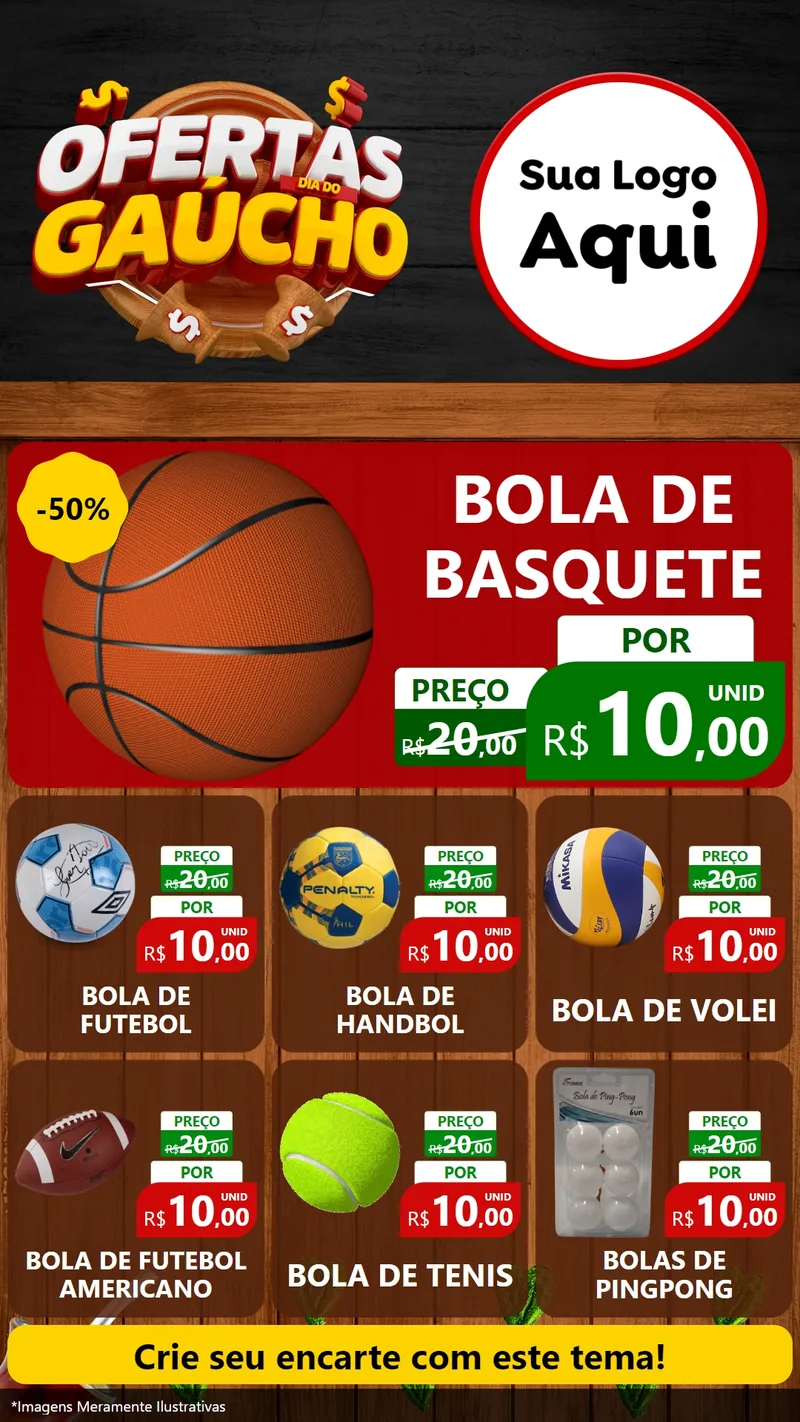 Modelo de Rede Social para Stories com o tema Ofertas Dia do Gaúcho para Artigos Esportivos