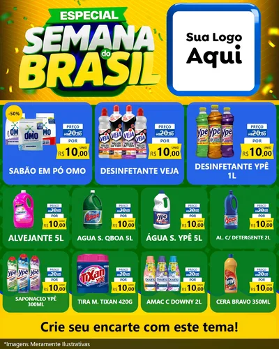 Modelo de Rede Social para Feed Instagram com o tema Especial Semana do Brasil para Produtos de Limpeza