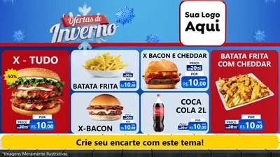 Modelo de TV para TV Horizontal com o tema Ofertas de Inverno para Hamburgueria