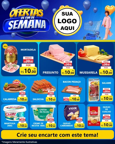 Modelo de Rede Social para Feed Instagram com o tema Ofertas de Fim de Semana para Frios e Laticínios