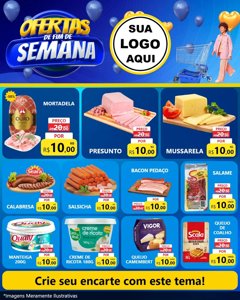 Modelo de Rede Social para Feed Instagram com o tema Ofertas de Fim de Semana para Frios e Laticínios