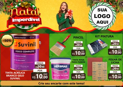 Modelo de Encarte para Encarte A4 Horizontal com o tema Natal Imperdível para Tintas e Ferramentas
