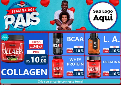 Modelo de Encarte para Encarte A4 Horizontal com o tema Semana Dos Pais para Suplementos alimentares
