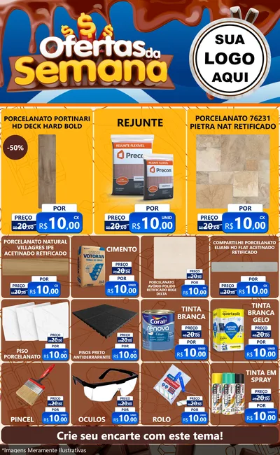 Modelo de Encarte para Encarte Grande com o tema Ofertas da Semana - Páscoa para Pisos e revestimentos