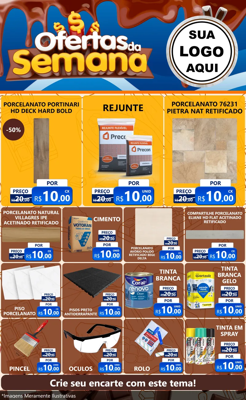 Modelo de Encarte para Encarte Grande com o tema Ofertas da Semana - Páscoa para Pisos e revestimentos