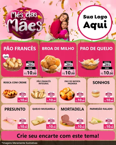 Modelo de Rede Social para Feed Instagram com o tema Mês das Mães para Padaria