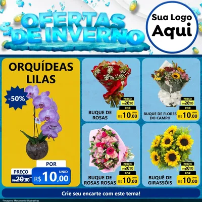 Modelo de Rede Social para Feed Facebook com o tema Ofertas de Inverno para Floricultura e jardim