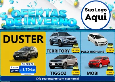 Modelo de Encarte para Encarte A4 Horizontal com o tema Ofertas de Inverno para Concessionaria de Carros