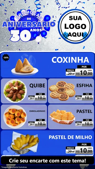 Modelo de TV para TV Vertical com o tema Promoção de Aniversário - 30 Anos para Salgadaria