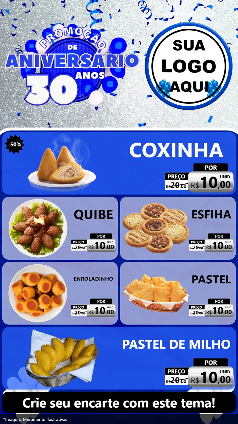 Modelo de TV para TV Vertical com o tema Promoção de Aniversário - 30 Anos para Salgadaria