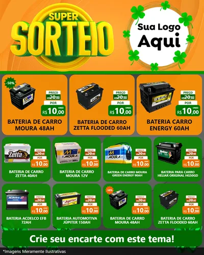 Modelo de Rede Social para Feed Instagram com o tema Super Sorteio para Baterias Elétricas