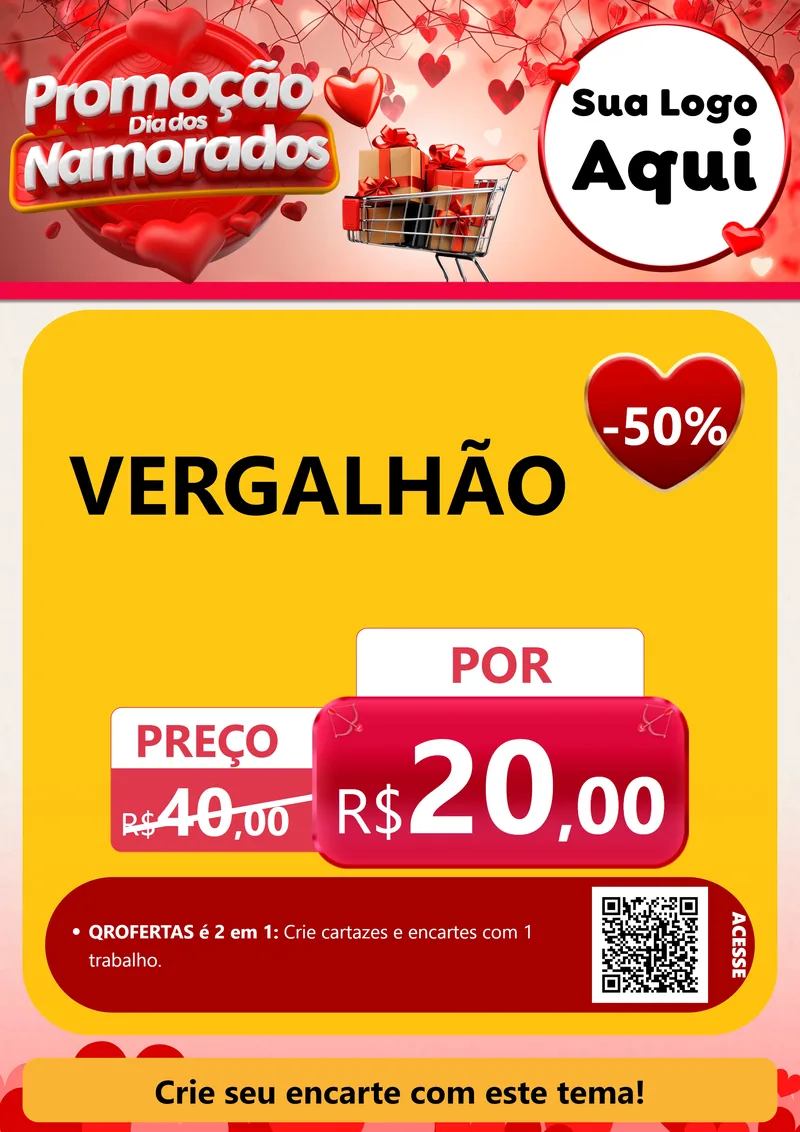 Modelo de Cartaz para Cartaz A4 Vertical com o tema Promoção Dia dos Namorados para Ferragens