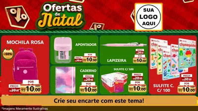 Modelo de TV para TV Horizontal com o tema Ofertas de Natal para Papelaria