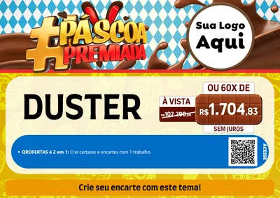 Modelo de Cartaz para Cartaz A4 Horizontal com o tema Páscoa Premiada para Concessionaria de Carros