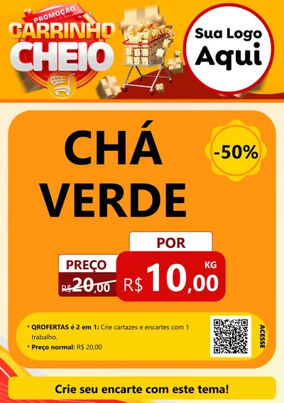 Modelo de Cartaz para Cartaz A4 Vertical com o tema Promoção carrinho cheio para Produtos Naturais