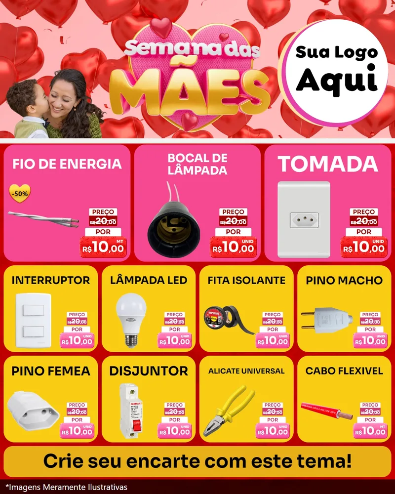 Modelo de Rede Social para Feed Instagram com o tema Semana Das Mães para Materiais Elétricos