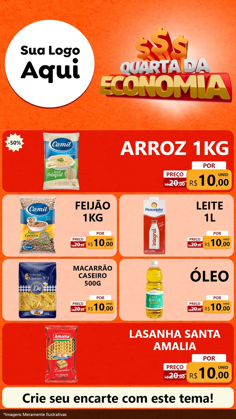 Modelo de TV para TV Vertical com o tema Quarta da Economia para Supermercado