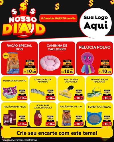Modelo de Rede Social para Feed Instagram com o tema Nosso Dia D para Pet Shop