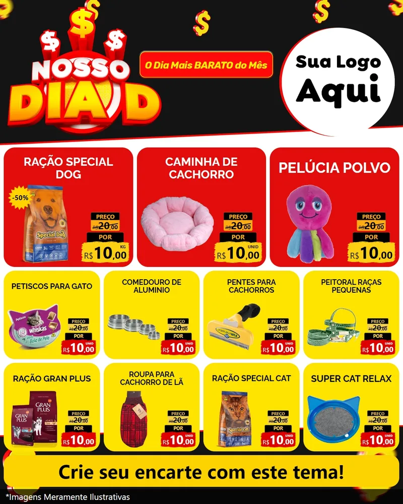 Modelo de Rede Social para Feed Instagram com o tema Nosso Dia D para Pet Shop